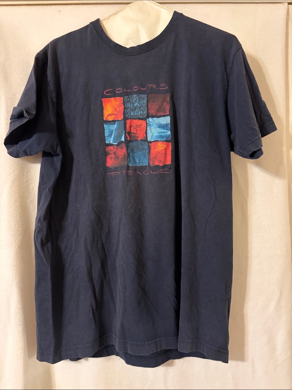 Navy Short Sleeve Graphic Tee with Multicolor Front Print